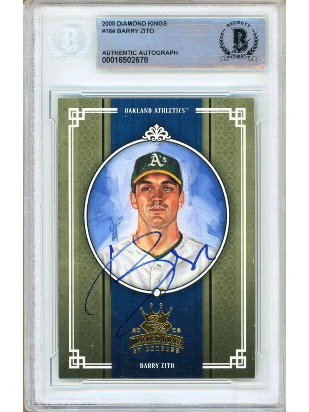 Barry Zito Signed 2005 Diamond Kings #164 Oakland Athletics Beckett BAS Slabbed